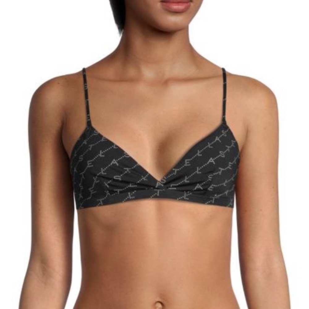 Stella McCartney Black and White Logo Triangle Bikini Top | NWT Size L